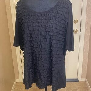 Chic Black Ruffled Women's Blouse